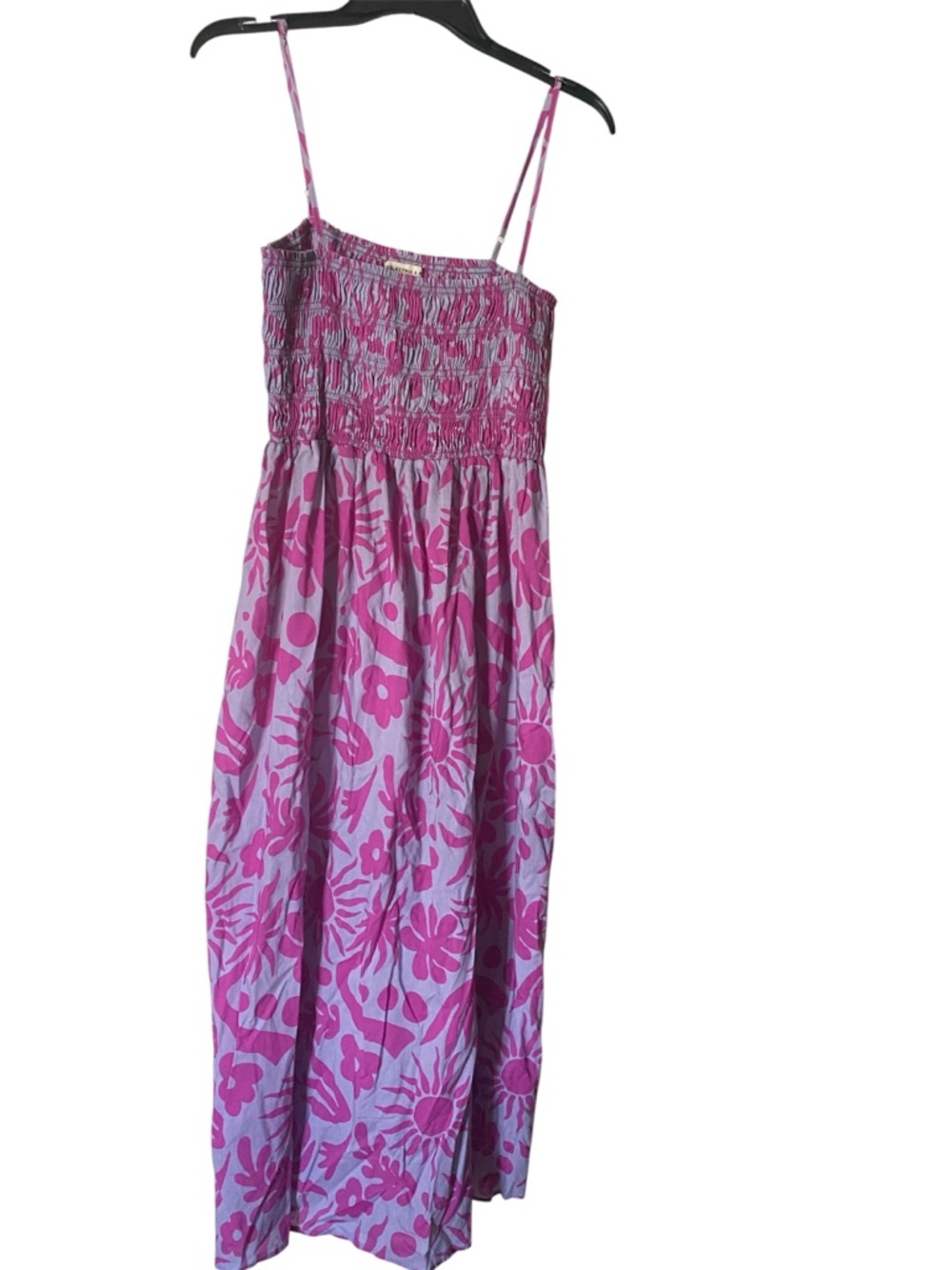 Electric & Rose L Pink & Lavender Floral Smocked Maxi Sundress